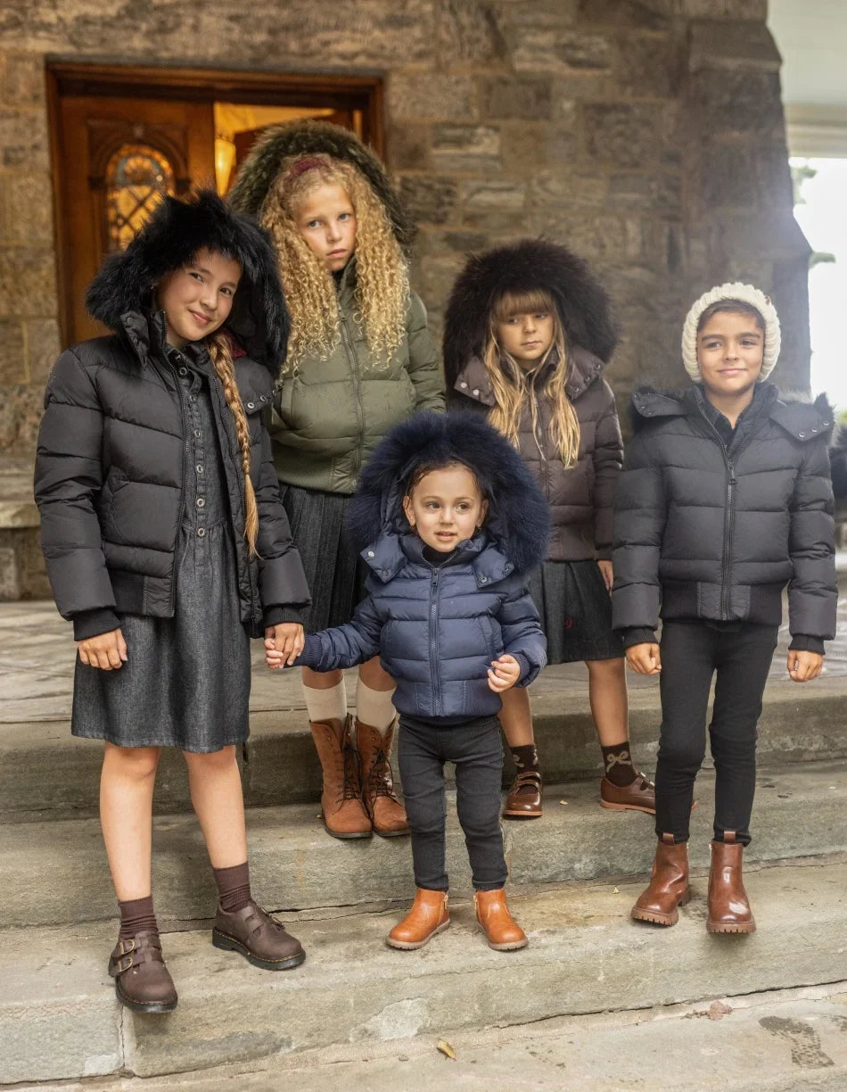 AP 2026 AW Winter down coat for kids High-quality white duck down coats waterproof fabric children outwear