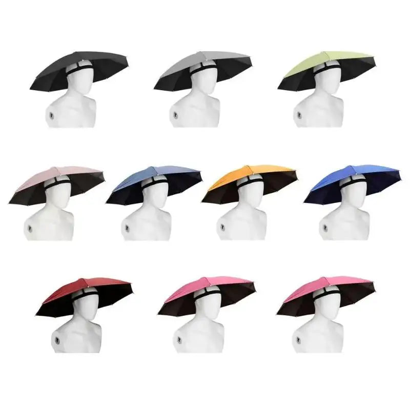Foldable Head Umbrella Hat Windproof Fishing Head Wearing Sunshade Rain Gear Outdoor Portable Umbrella Camping Beach Head Hats