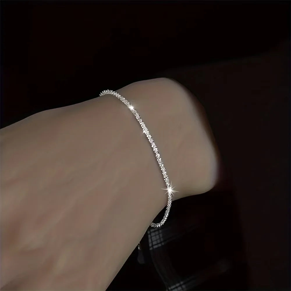 Starry Sky Sparkling Necklace, Women's Clavicle Chain Bracelet, Simple Sparkling Plain Chain, Stackable Design
