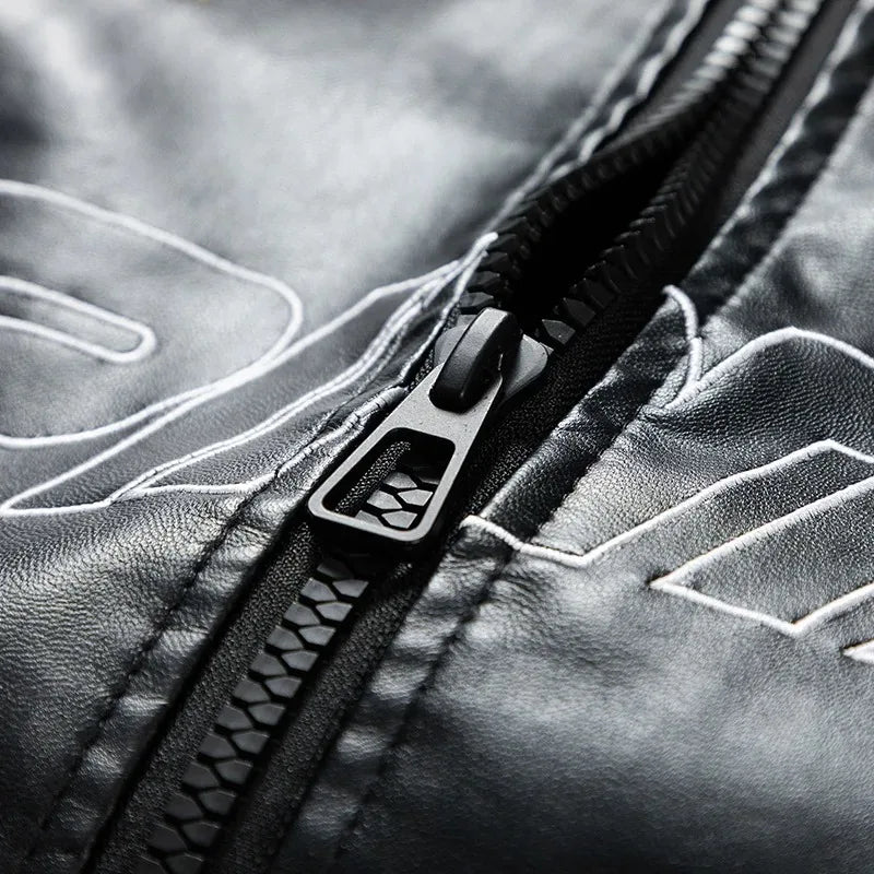 Spring Autumn New Men's Motorcycle Wear Fashion Brand PU Leather Jacket Moto Bike Jackets Thin Fashion Coat Embroidery Hip Hop