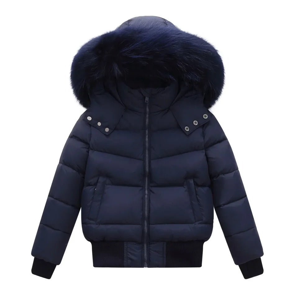 AP 2026 AW Winter down coat for kids High-quality white duck down coats waterproof fabric children outwear