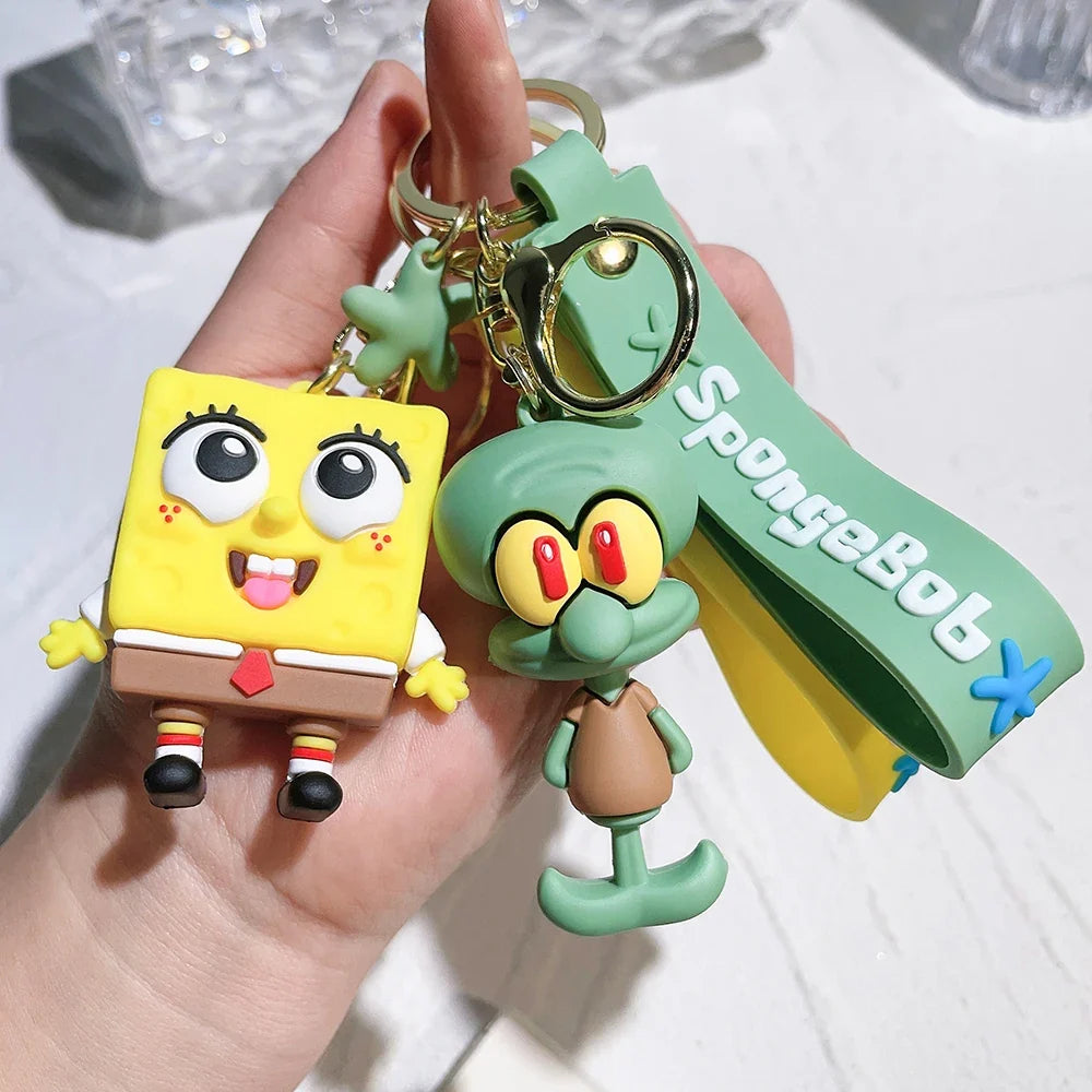 Anime Spongebob Squarepants Keychain Patrick Star Krabs Gary Sandy Kawaii Toys keychain Christmas gift bag Birthday Gift For Kid