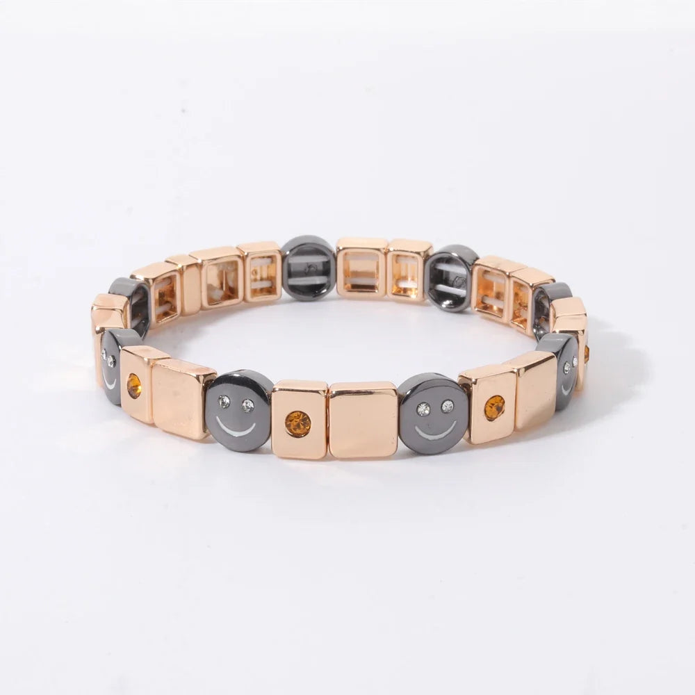 2026 New Black Gold Color Beaded Bangle for Women and Men Handmade Elastic hand Wrist Bracelets