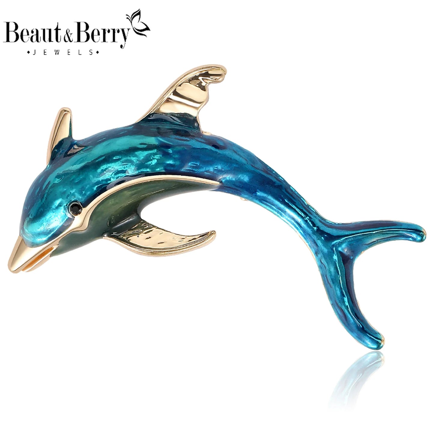 Beaut&Berry Beautiful Dolphin Brooches for Women Unisex Animal Pins Casual Party Accessories New Year Gifts Friends Decoration