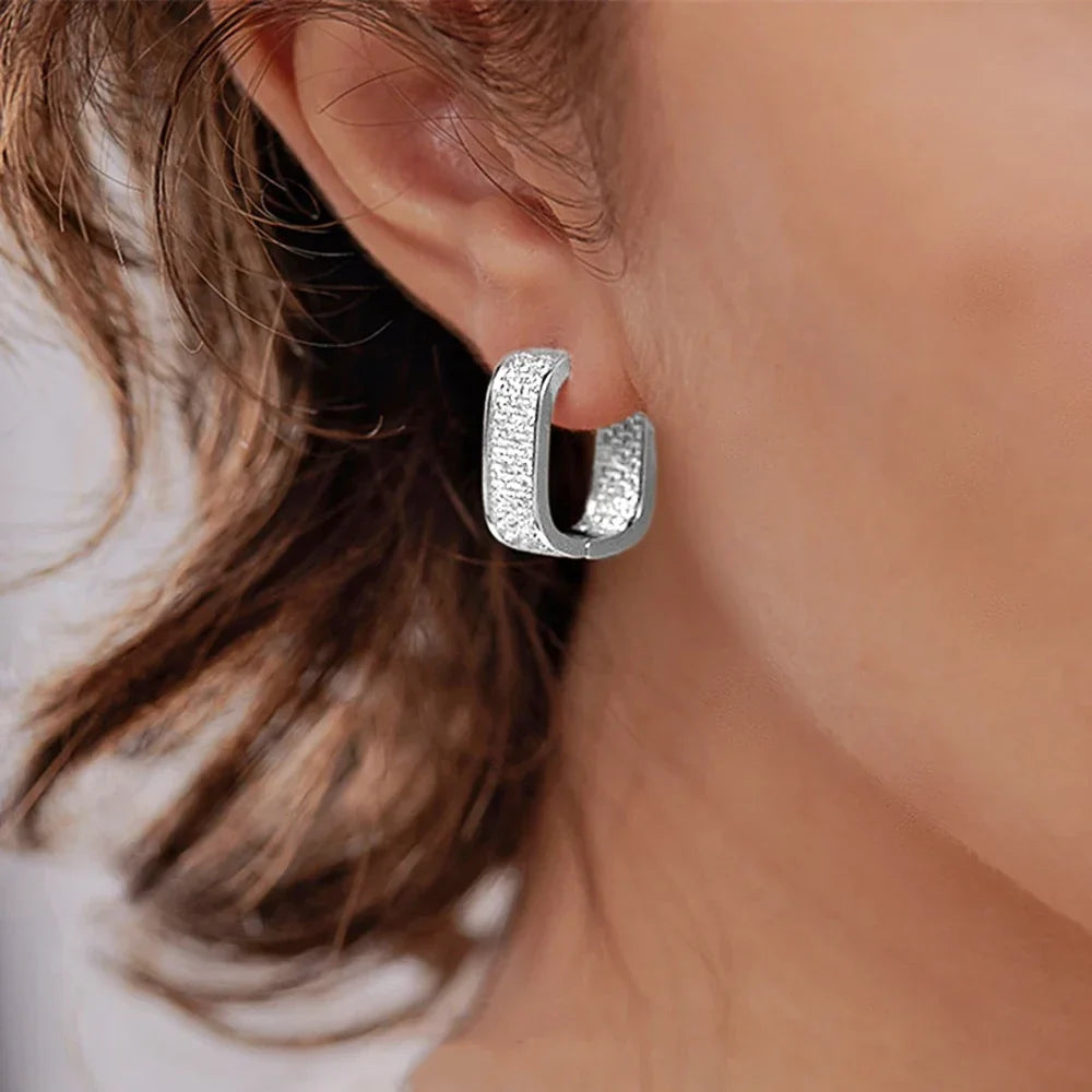 Classic Luxury CZ Korean Fashion Women's Earrings Metal Silver Gold Simple Exquisite Girls Popular Jewelry Accessories Selection