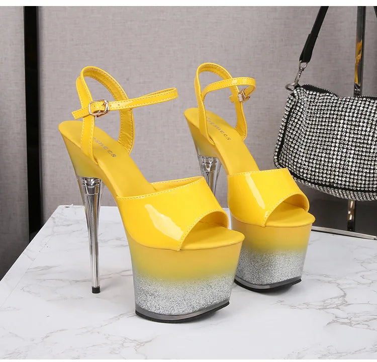7Inch Runway Style Thin High Heels Europe And America Women Platform Sandals 2025 New Summer Night Club Shoes For Woman Big Size