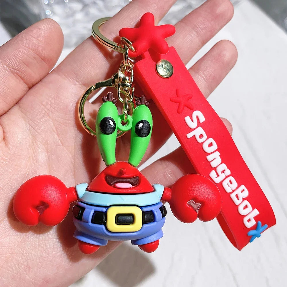 Anime Spongebob Squarepants Keychain Patrick Star Krabs Gary Sandy Kawaii Toys keychain Christmas gift bag Birthday Gift For Kid