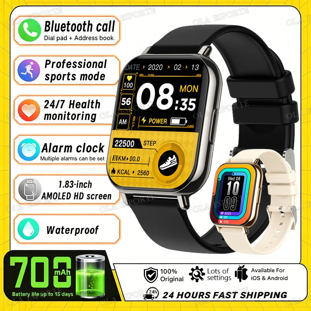 2026 Upgraded Smart Watch Heart Rate Blood Oxygen/Pressure Sleep Monitoring Bluetooth Call Voice Assistant Sport Mode Smartwatch