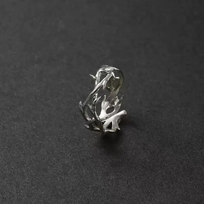 1PCS Fashionable And Simple Retro Men's And Women's Antique Silver Rings With Branches And thorns, Couple Ring Gifts, Fashionabl