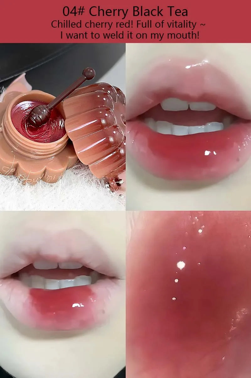 Jelly Solid Water Mirror Lip Gloss Shine Plumping Lip Balm Light Red Brown Natural Lasting Moisturizing Lip Tint Lipstick Makeup
