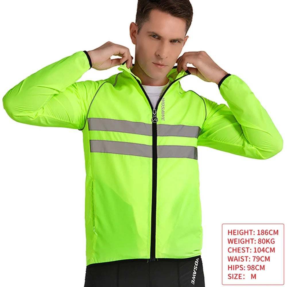 WOSAWE Men Cycling Windbreaker MTB Bicycle Long Sleeve Coat Water Resistant Outdoor Sport Jersey Bike Jacket Cycling Clothing