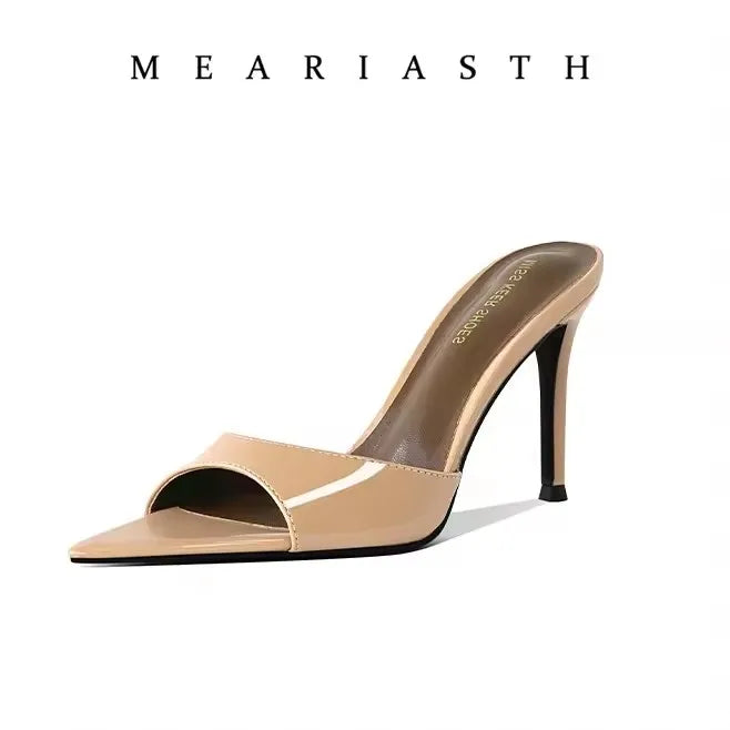 12/10cm pointed Open Toe High Heel Shoes Woman Summer OutsideSlipper Party Stiletto Luxury Designer Patent Leather Women Sandals
