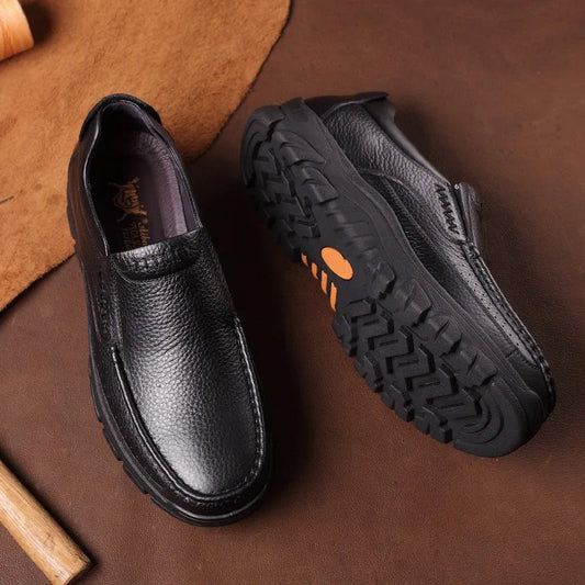Autumn Genuine Leather Men's Casual Business Leather Shoes Lightweight Breathable Anti Slip Casual Leather Shoes Men Shoes
