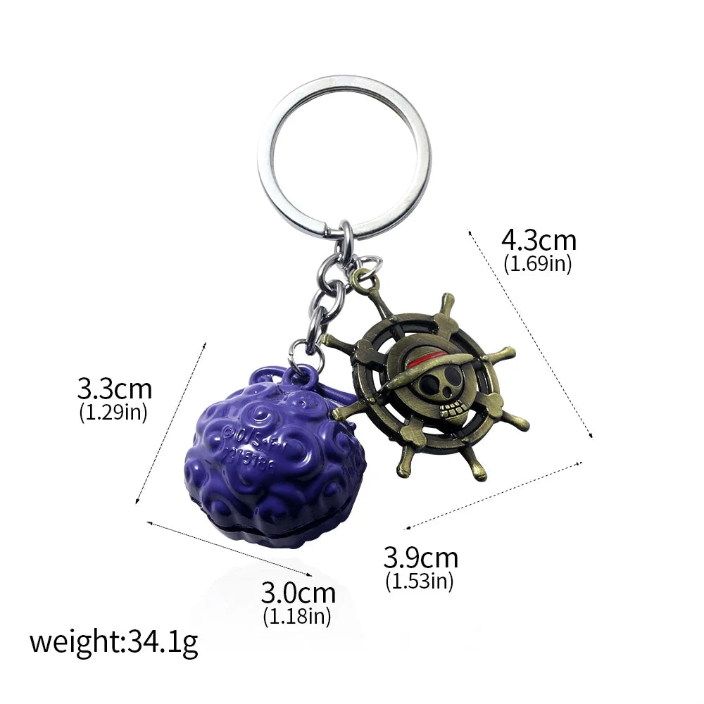 One Piece Luffy Straw Hat Keychain Rotatable Zoro Skull Metal Pendant Role-Playing Decorative Accessories Fan Jewelry Gift