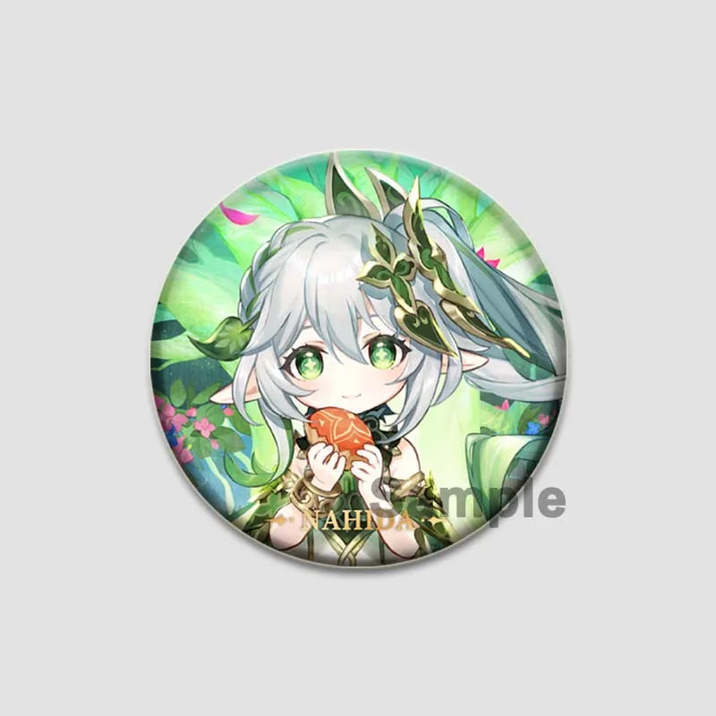 Genshin Impact Game Brooches 58mm Round Button Pins for Backpack Jackets Jewelry Cartoon Cosplay Badge Hutao Zhongli Xiao Badges
