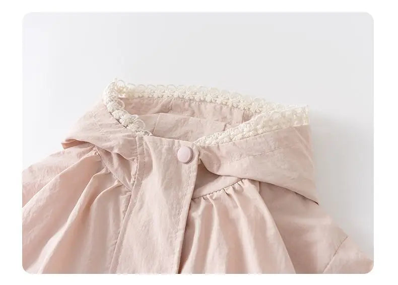 Baby girl coat Spring and Autumn new children's Korean version hooded zipper solid color jacket