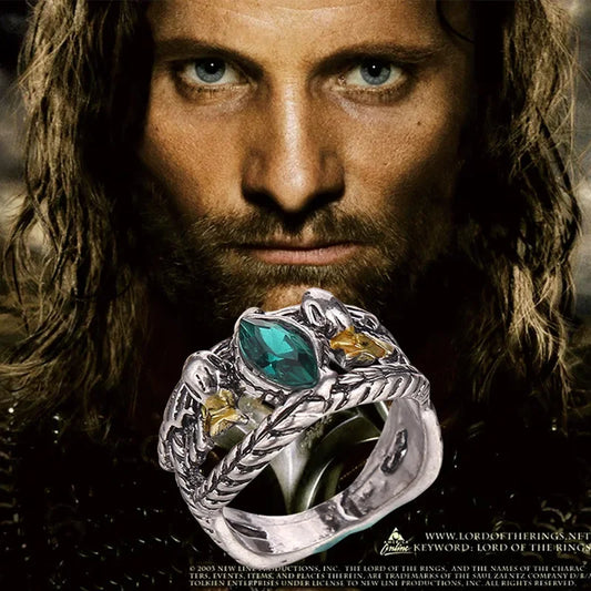 New Fashion Barahir Aragorn Gondor Ring Men Women Green Crystal Ring Jewelry