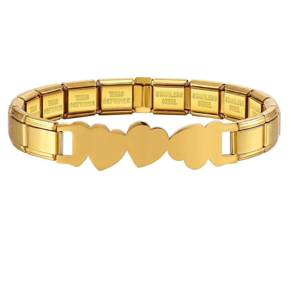 Italian Charm Link for Women Men 9mm Width Silver Gold Color Chain Stainless Steel Bracelet on Hand DIY Making Jewelry Wholesale