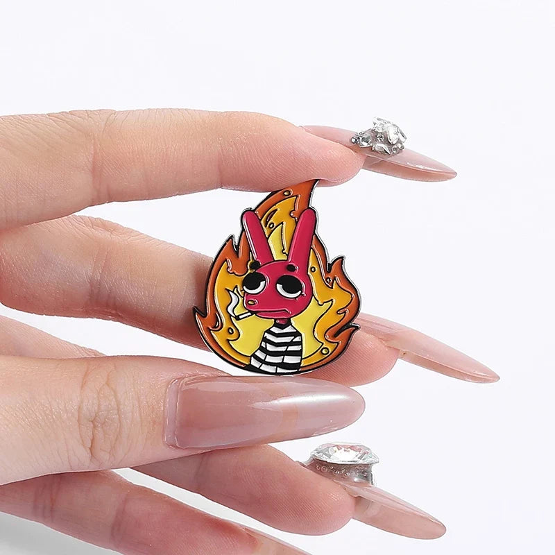 Red Rabbit Enamel Pins Custom NUNCA HABIA VISTO TANTA CACA JUNTA Brooches Lapel Badges Clothes Animal Jewelry Gift for Friends