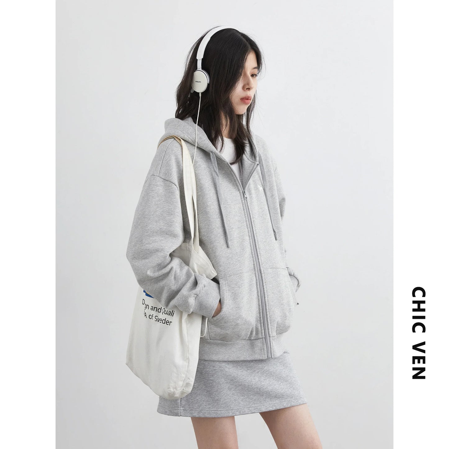 CHIC VEN Korean Women Sweatshirts Loose Casual New Hooded Female Top Drawstring Ladies Jacket Fleece Pullover Autumn Winter 2025