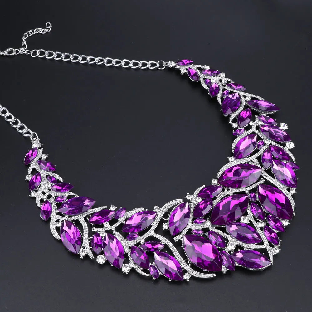 Bridal Jewelry Sets Wedding Engagement Necklace Earrings Sets for Brides Party Costume Decoration Jewellery Women