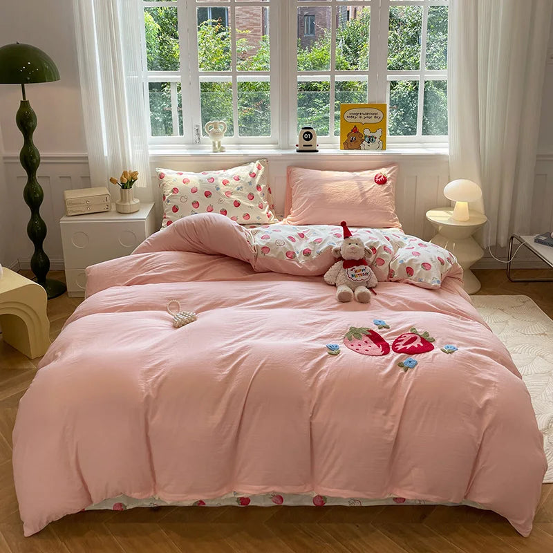 Cute Cat  Bedding Set For adults kids Brown pink Lovely Bed Sheet set With Pillowcases Colorful King Queen Full size