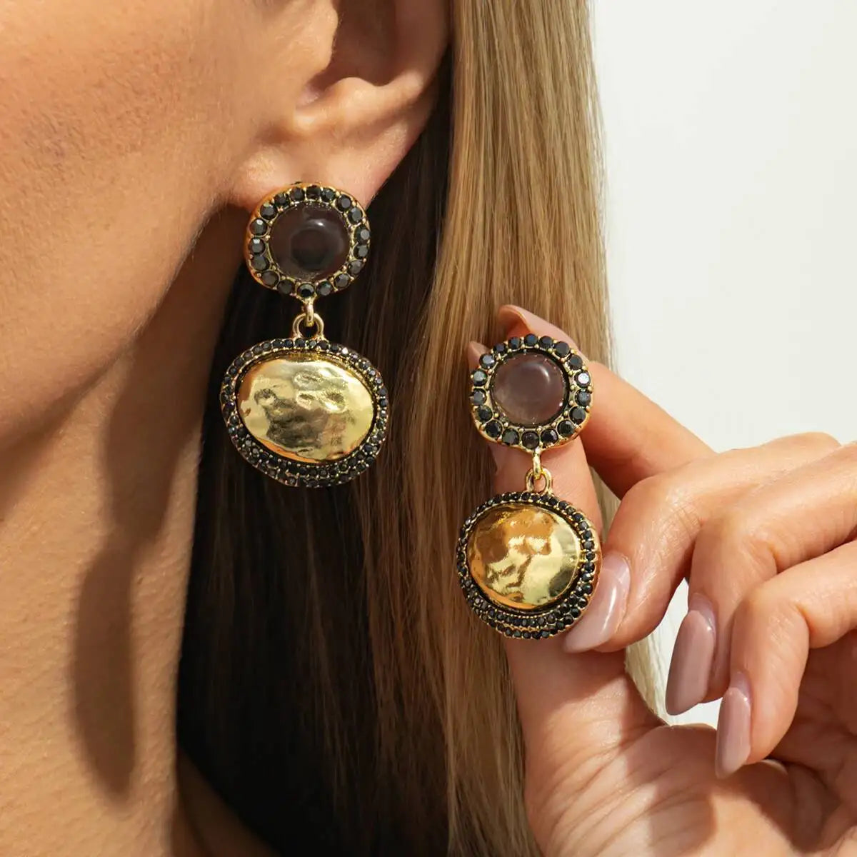 New Trendy Geometric Oval Drop Earrings Women Luxury Vintage Classic Metal Pendant Earring Party Accessory Jewelry Gift