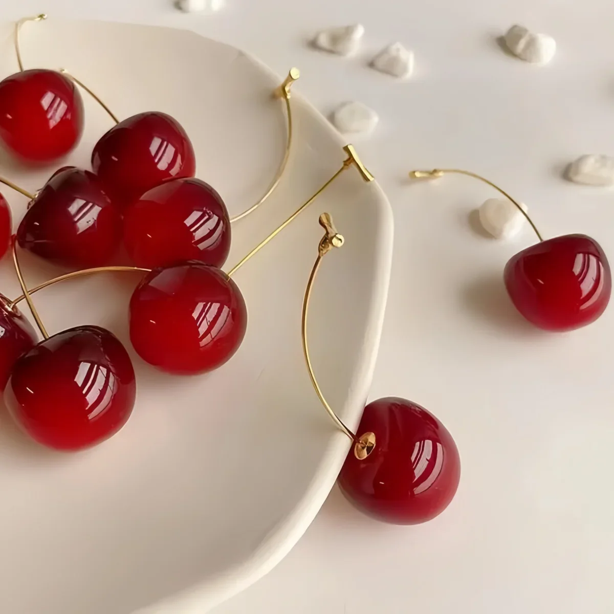Cherry Earrings for Women Fun Fruit Drop Dangle Earrings Cute 3D Red Jewelry Unique Fruit Charm Jewelry Gifts