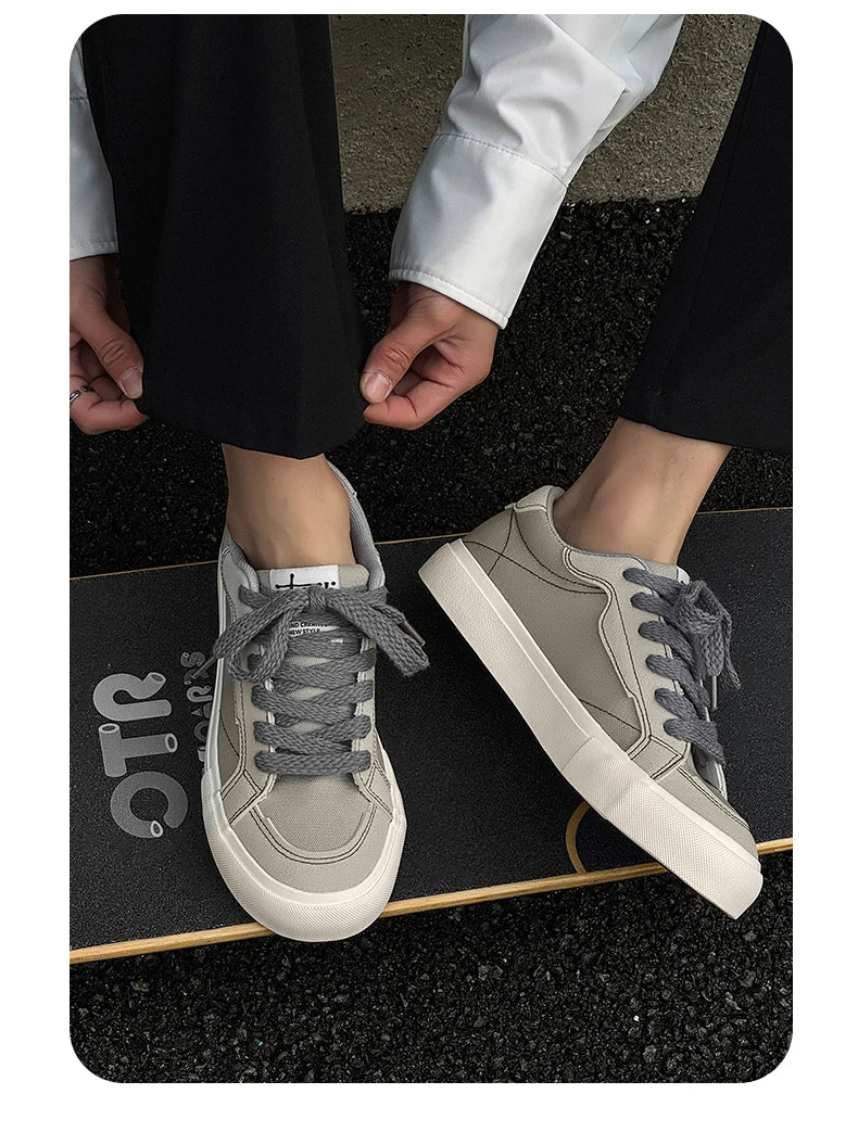 Mens Cowboy canvas Shoes Breathable Trend Mens board Shoes Thick Sole Trend Comfortable student Skateboard Trainers Footwear