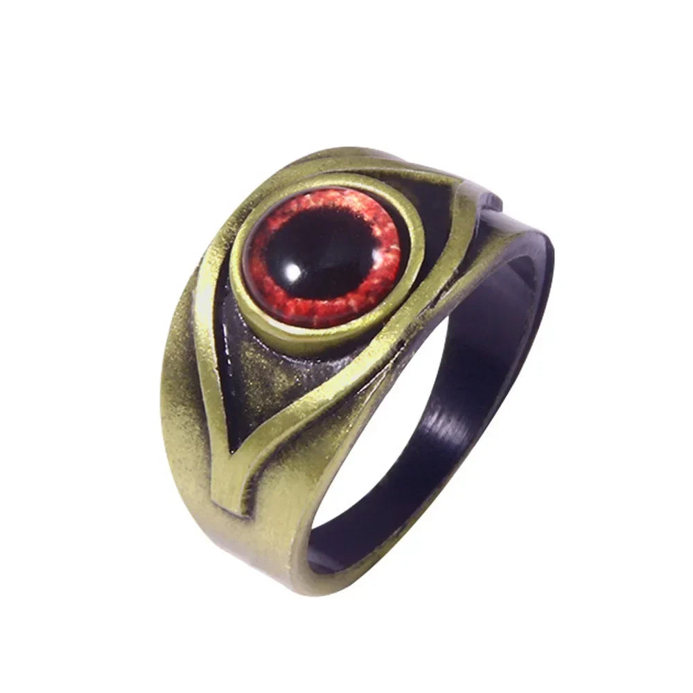 Men's Minimalist Niche Hip Hop Punk Red Maroon Eyes Cosplay Ring Character Props Retro Creative Trend Ring Personalized Jewelry