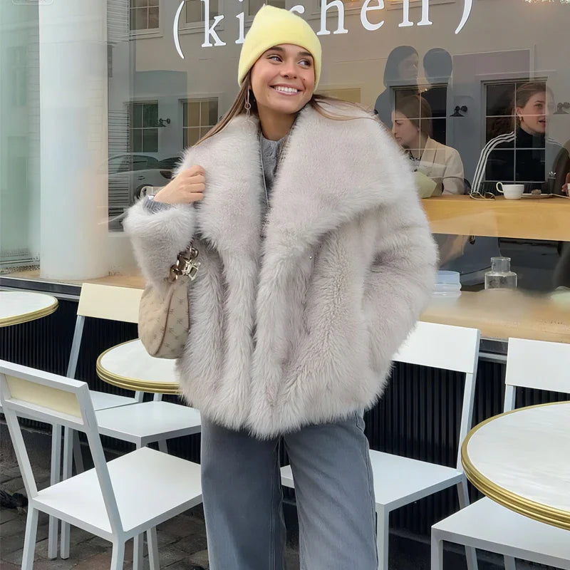 MUJER Faux Fur Hairy Coat Woman Warm Winter Fluffy Coat Women New Plush Jackets for Women Outerwears Luxury Women's Teddy Coats