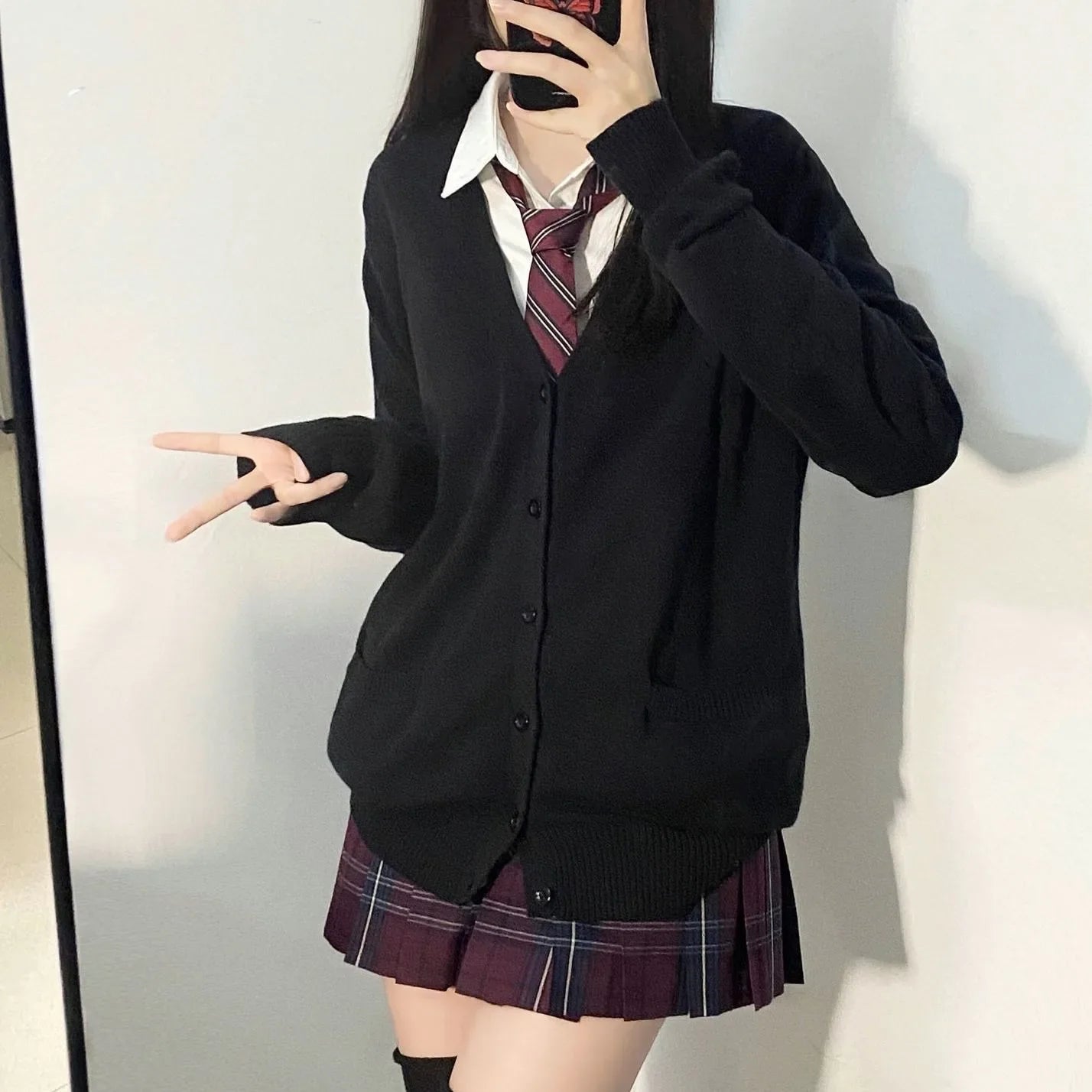 Mikasa pink cardigan sweater with the same style， Anime character COS knitted sweater, original JK uniform sweater jacket
