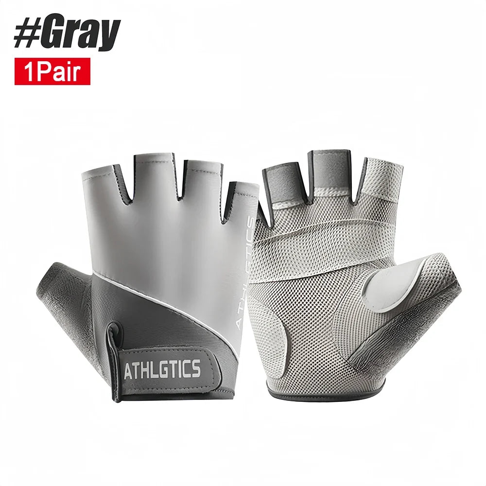1Pair Breathable Cycling Gloves Workout Gym Gloves for Men Women Weight Lifting Fingerless Gloves Training Exercise Fitness