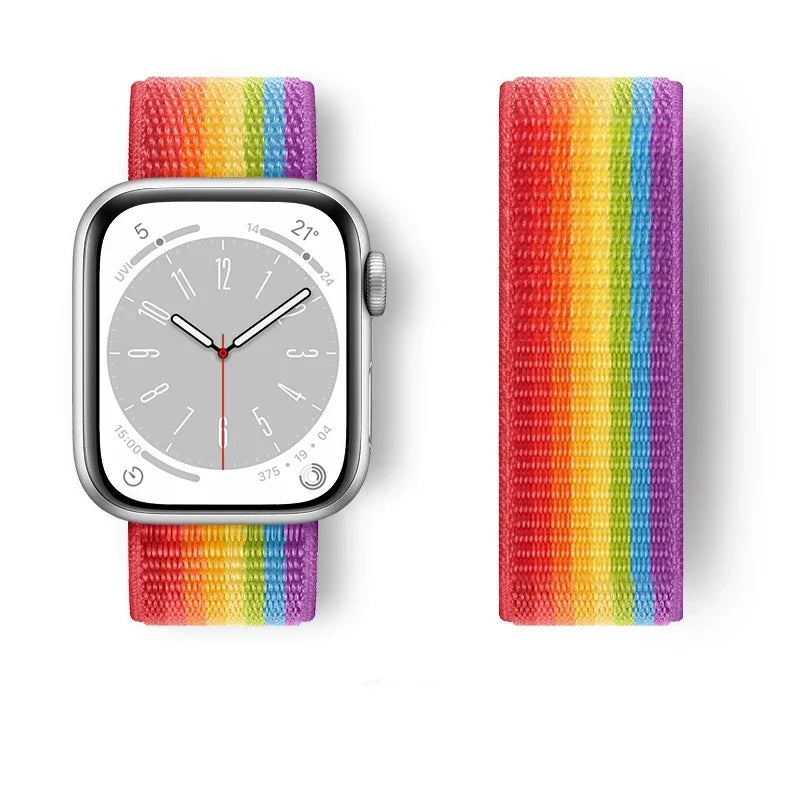 Nylon Sport loop Strap For Apple Watch Band 44mm 42/40mm 45mm  38/41mm pride Bracelet iwatch Ultra2 49mm Series 9 8 se 7 6 5 4 3