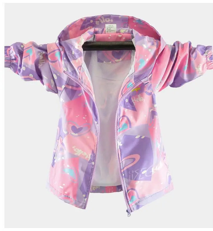 Korean Fashion Jacket For Girls Teenager Casual Gradient Hooded Coat Boys Blazer Spring Autumn Windproof Sweet Coats Windbreaker