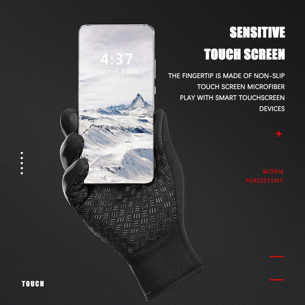 Winter Cycling Gloves Men Women Motorcycle Fleece Sport Zipper Autumn Touch Screen Warm Water-Repellent Windproof Non-slip Glove