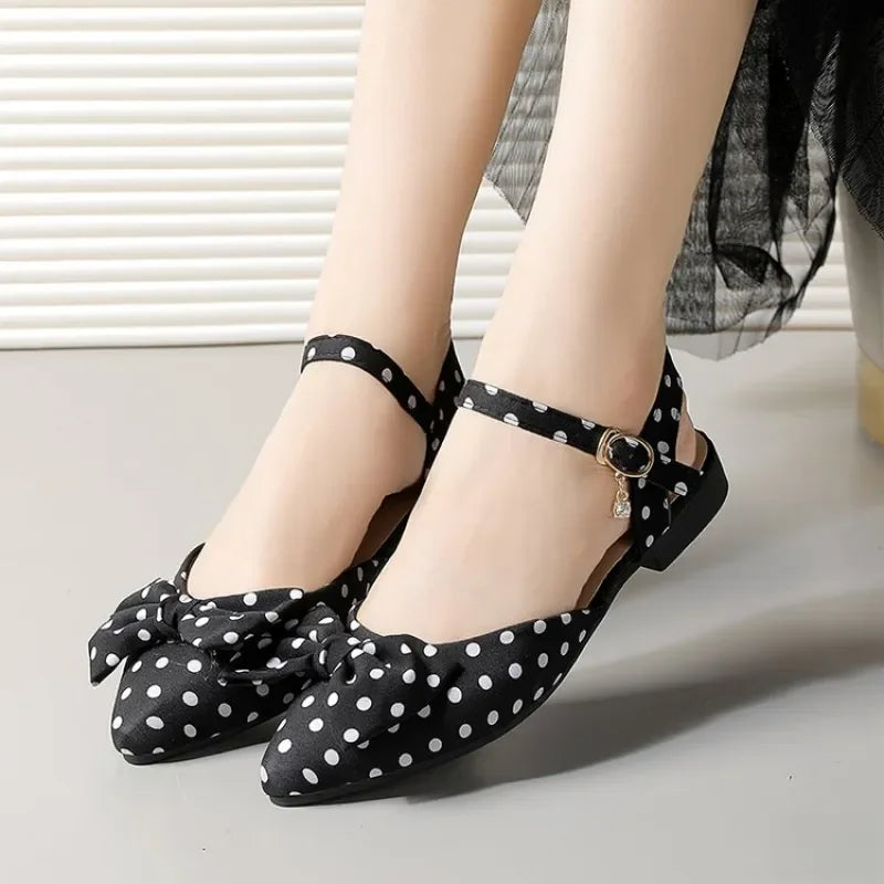 Women's Comfortable Slingback Pumps, Bow Accent Pointed Toe Low Heel Shoes,Versatile for Daily, Party, and Wedding Wear.