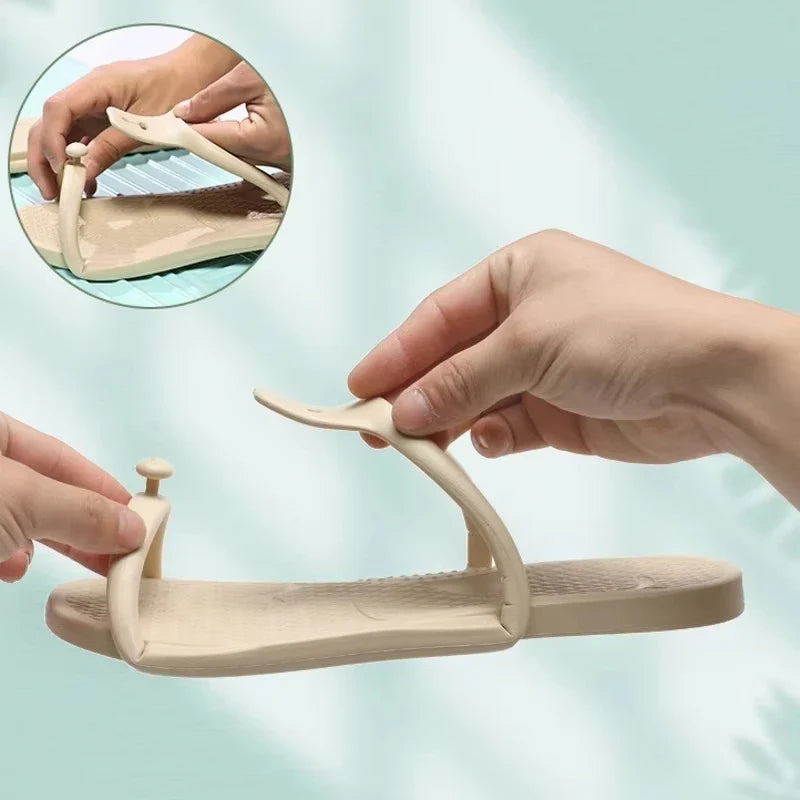 2024 Summer Women Folding Slippers Adults Portable Trip Travel Sandals Couples Indoor Soft Slides Men Beach Non-slip EVA Shoes