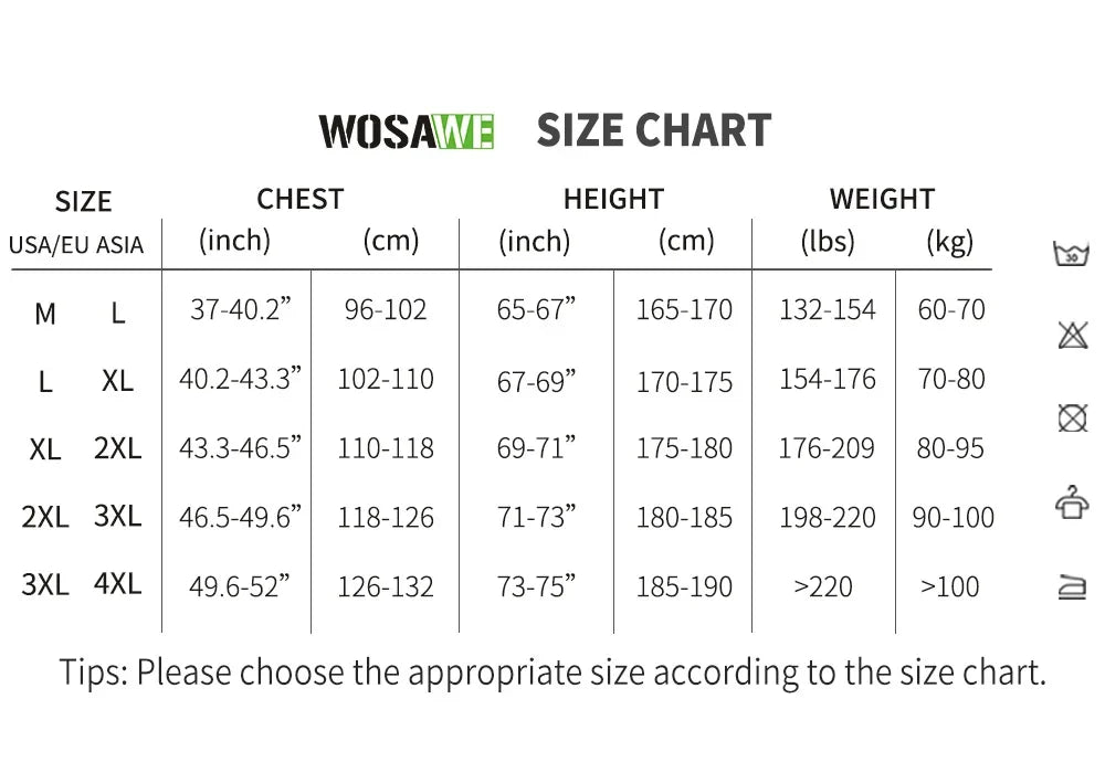 WOSAWE Men Cycling Windbreaker MTB Bicycle Long Sleeve Coat Water Resistant Outdoor Sport Jersey Bike Jacket Cycling Clothing