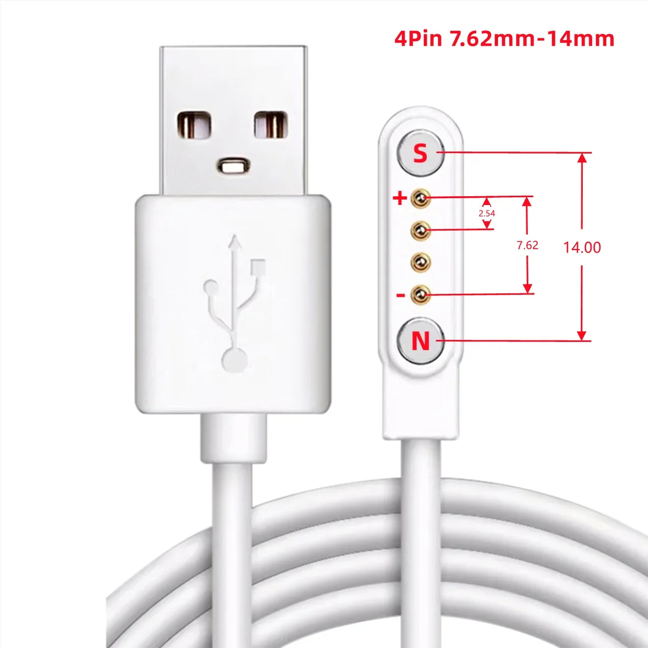 2Pin 4Pin 5Pin Magnetic Charging Cable USB to Pogo Pin for Smart Watch Earphone Wristband 60cm 5V Magnetic Dock Charger Adapter