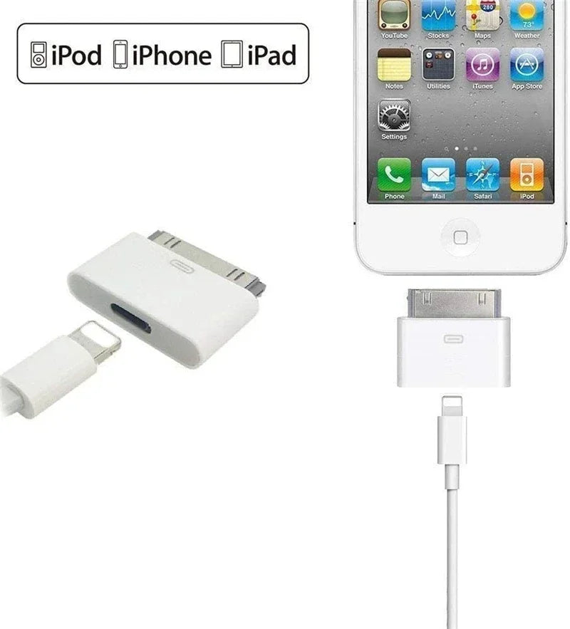 2pc Lighting To 30Pin Adapter 8Pin Male To 30 Pin Female Charging Sync ConverterFor IPhone 4 4S IPad 2 3 IPod Touch ChargerCable