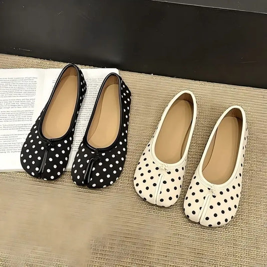 2026 New Women's Polka Dot Split-Toe Flats, Soft Slip-On Ballet Shoes, Comfortable Fashion Casual Flat Shoes for Ladies
