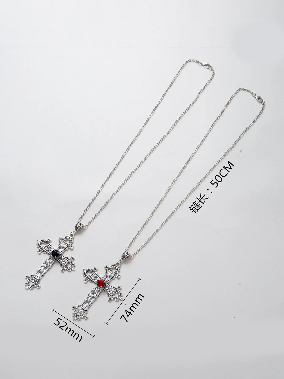 Y2K Punk Crystal Big Cross Pendant Necklaces for Women Men Gothic Irregular Cross Clavicle Chain Necklaces Jewelry