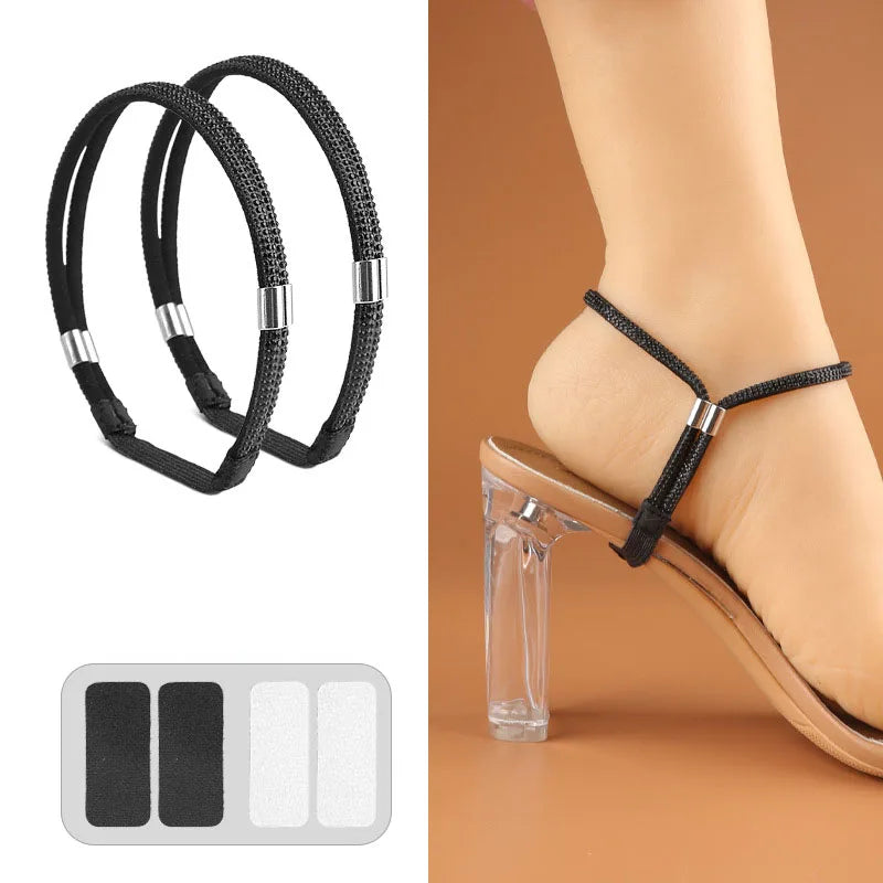 Rhinestone High Heels Shoes Band Anti-loose for Women Shoelaces Anti-drop Elastic Fixed Heel Laces shoe accessories