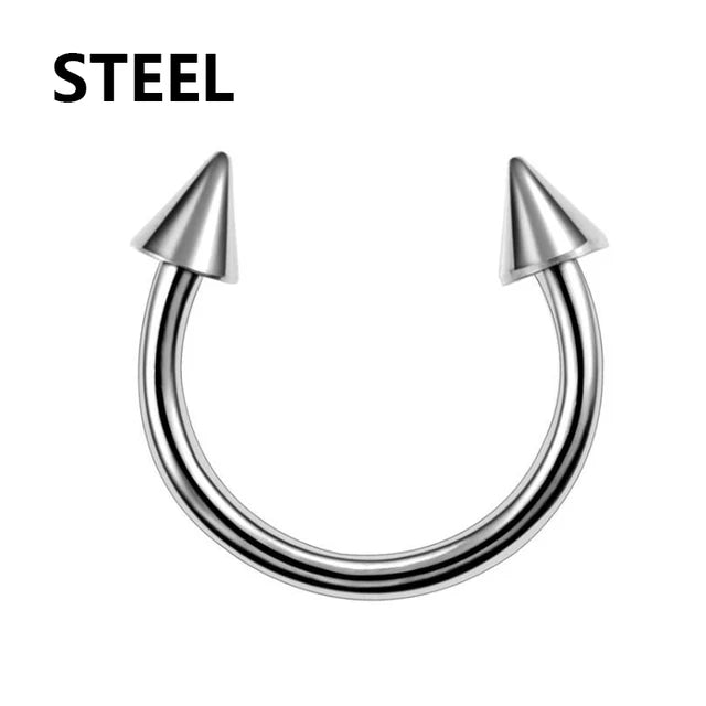 1PC metal Horseshoe Fake Nose Ring C Clip Septum Lip stainless steel Real Piercing Nose Rings Hoop For Women Men Jewelry