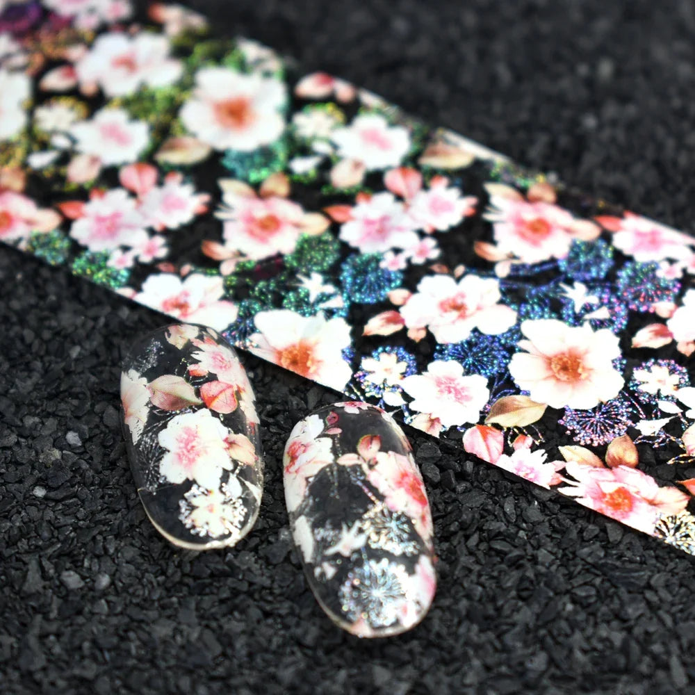 More Than 250 Design Beautiful Designed Nail Art Product Nail Glue transfer Foil Beautiful Flower Purple Orange