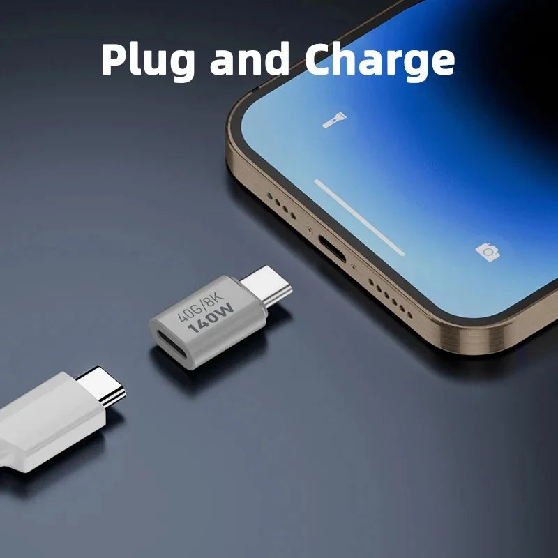 PD140W USB4.0 Type C to USB C Fast Charging Adapter Converter 40Gbps Data Sync Connector 8K@60Hz USB C OTG Adapter for MacBook