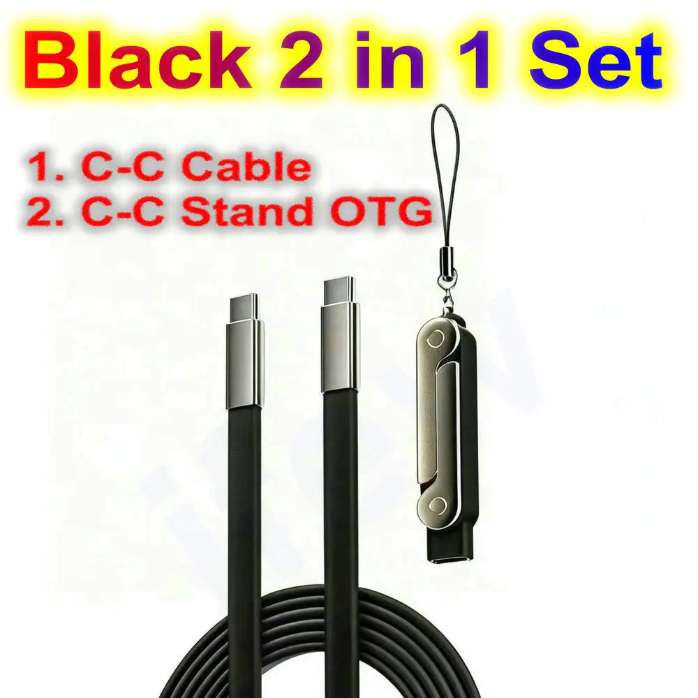 USB Type C Flat Phone Charger Fast Charging Cable C Kick Cable Stand Invisible Support Foldable Holder Charge Bracket For iPhone