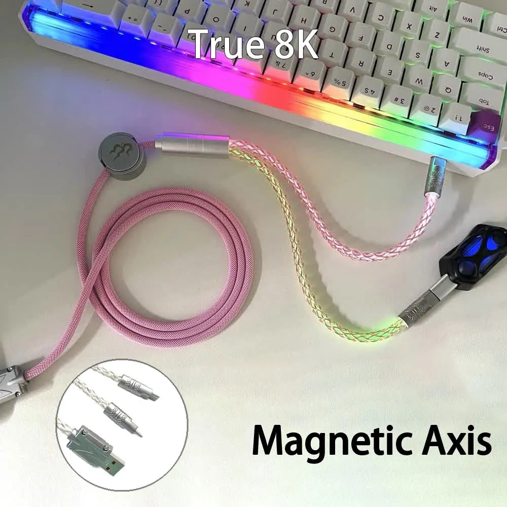 8k Magnetic Lighting Supports Dual 1 in 2 Type-C Magnetic Axis Keyboard Cable Mechanical Keyboard Cable Usb to Type C
