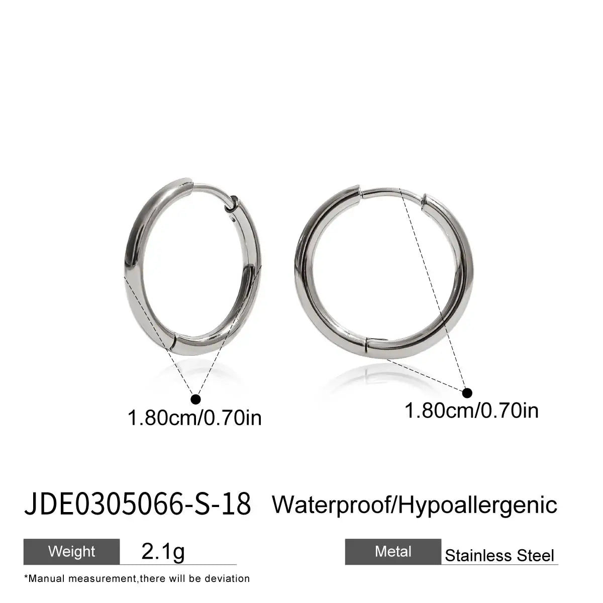 Uworld Simple Classic 18K Gold Color Plated Stainless Steel 2MM Coil Earrings Women's Accessories Party Gift